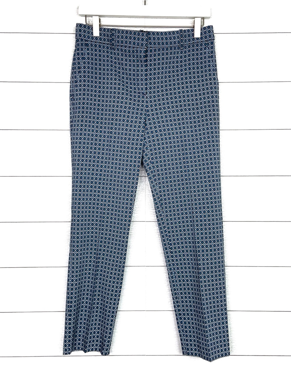 Theory Trecca Hex Wool Pants Blue Geo Print Work Professional Work Tailored 6